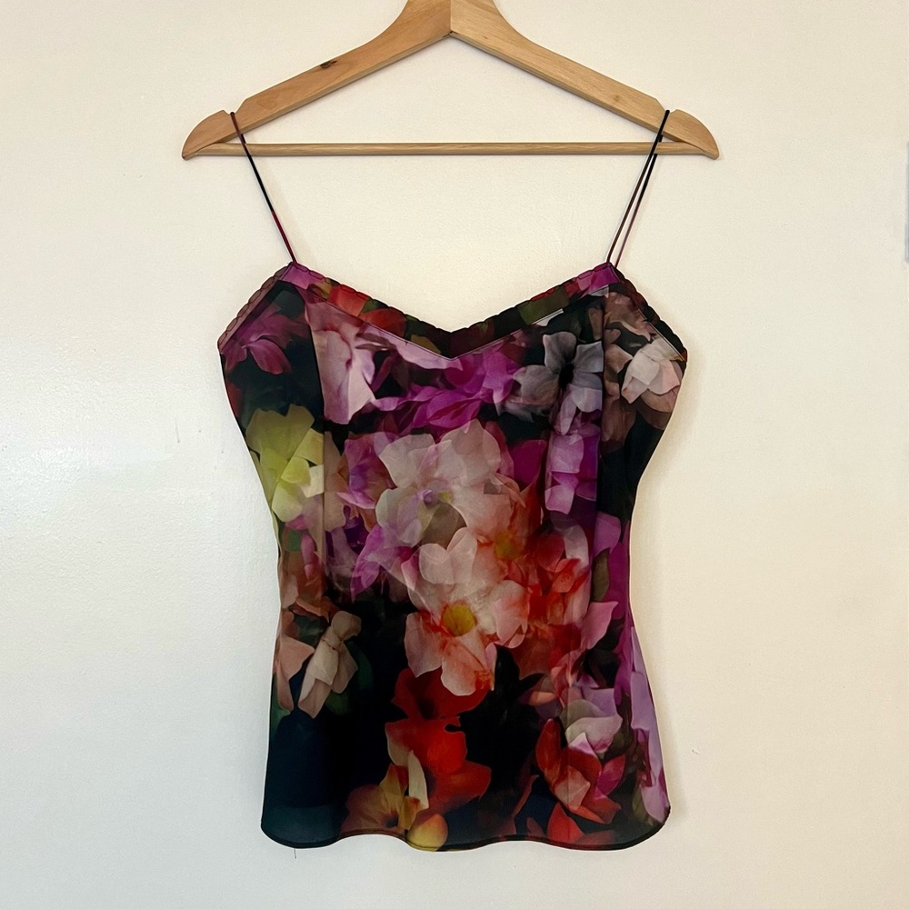 NWOT Ted Baker London Cynaria Black Floral Top, Size S